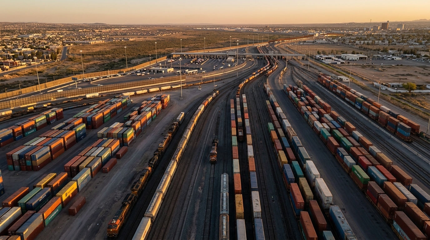 Cifras del comercio México Estados Unidos frente a contenedores en un puerto